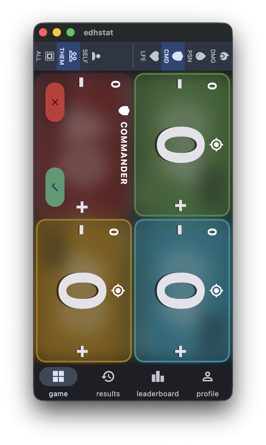 EDHStat action overlay for commander damage tracking